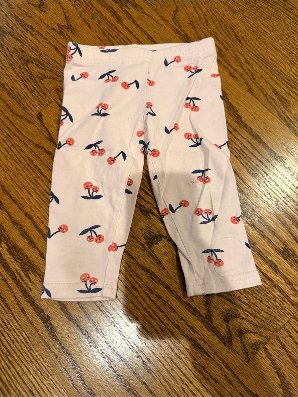 Pink Cherry Print Kids Capri Leggings